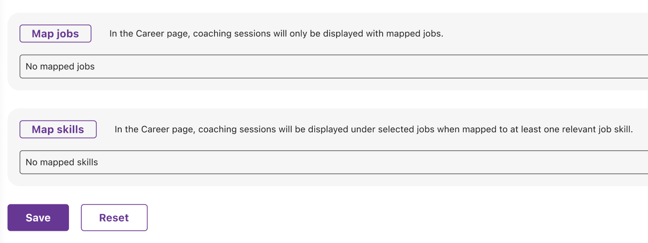 Map jobs / Map skills section on the create session page